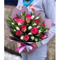 Букет из роз и тюльпанов Аромат Весны
